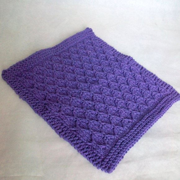 Handmade Purple Knit Cotton Wash Dish cloths Set of 3 - Picture 6 of 6